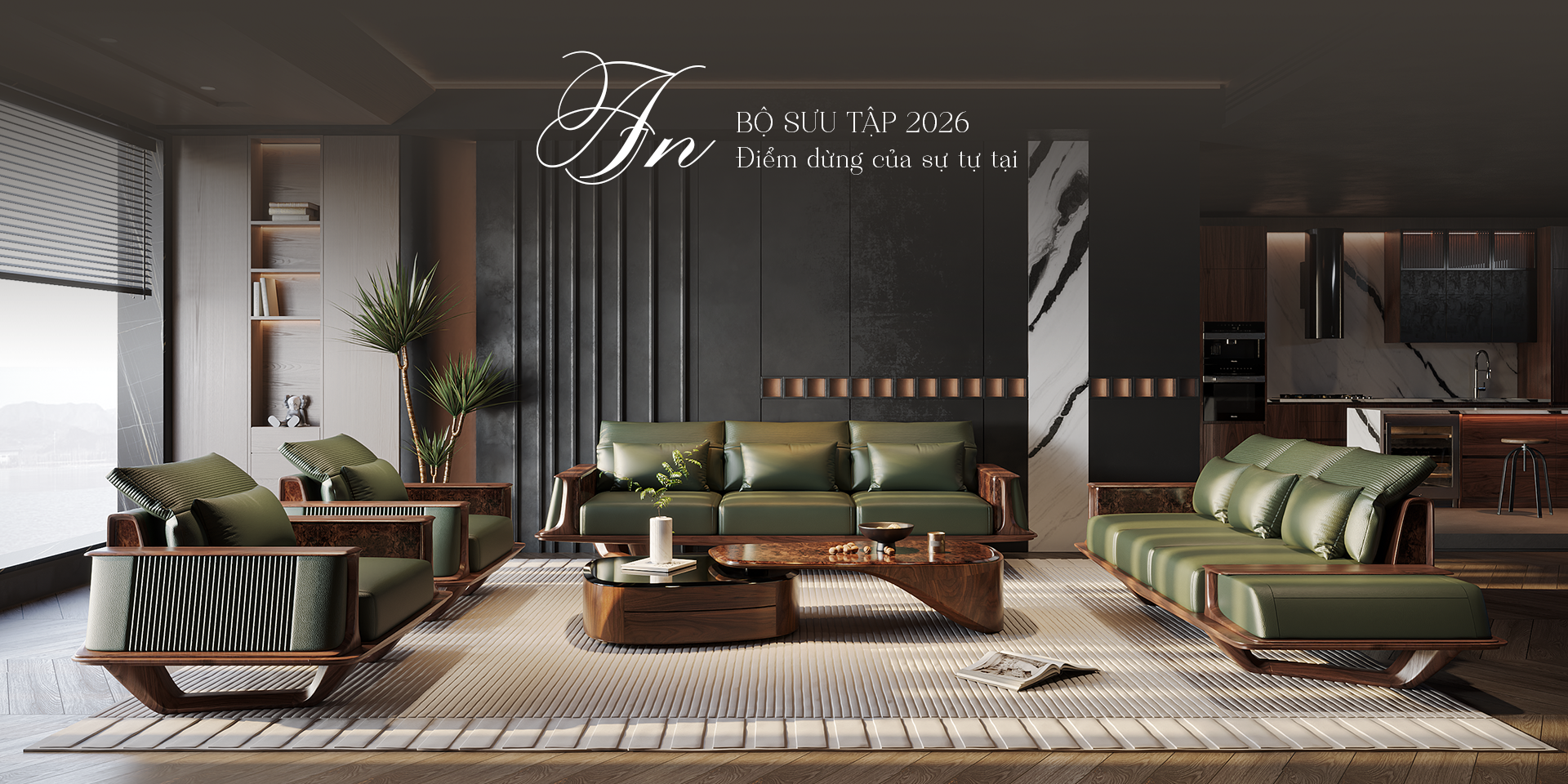 Sofa gỗ óc chó An