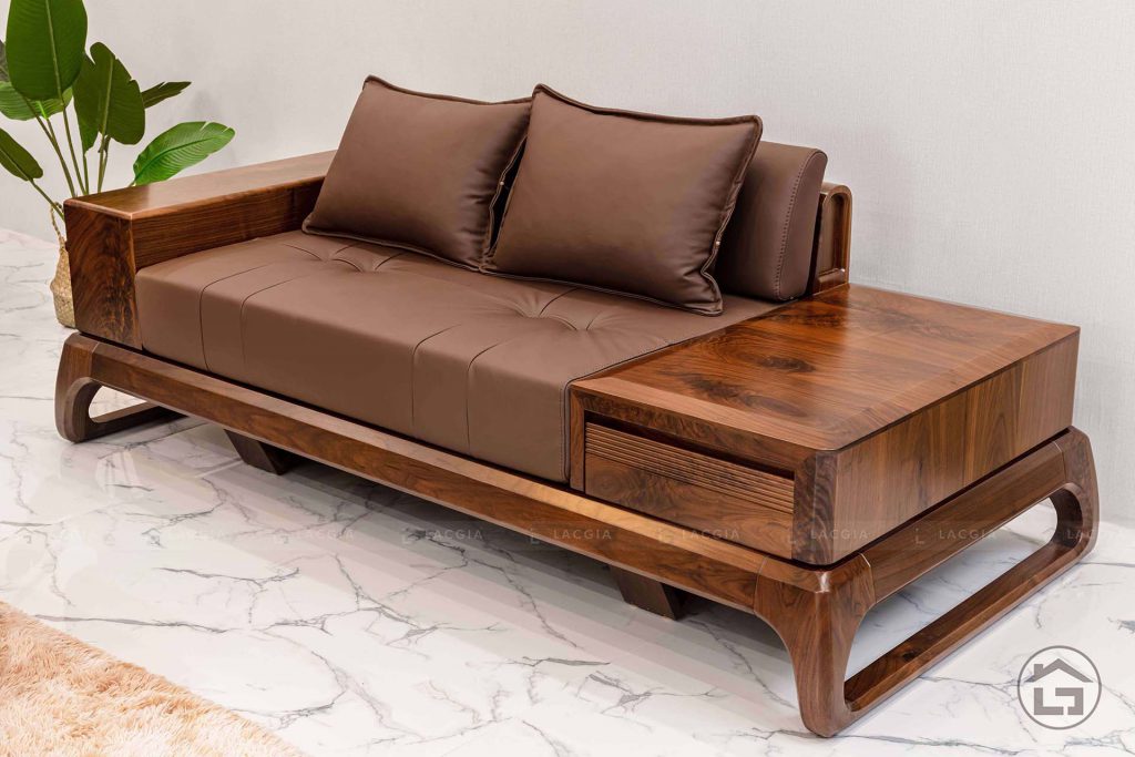 Mẫu sofa gỗ óc chó hiện đại SF28