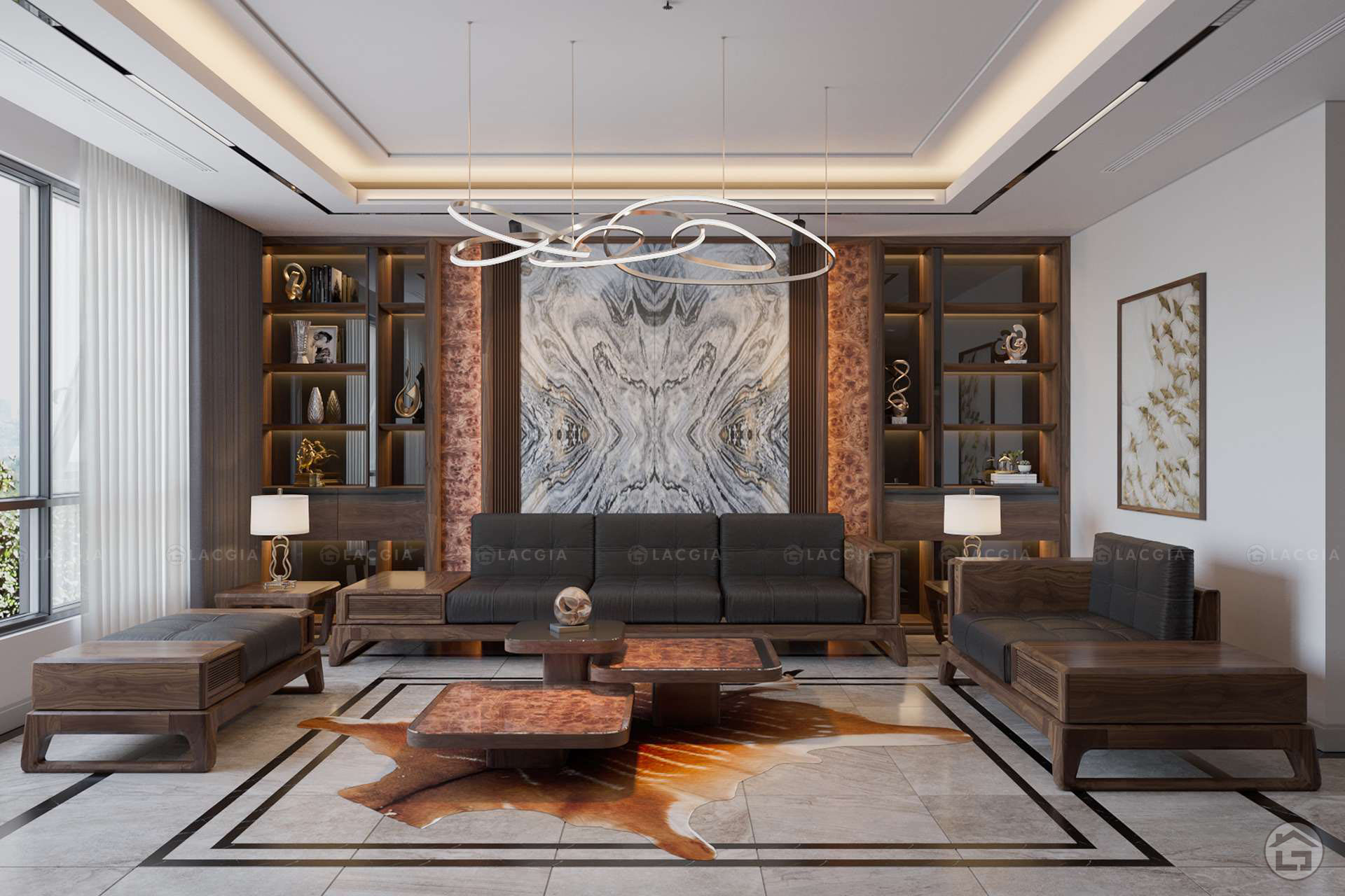 Mẫu sofa gỗ hiện đại trong thiết kế nội thất