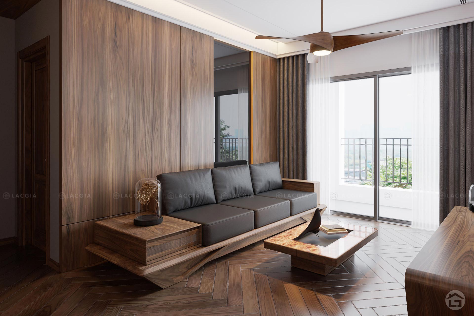 Sự mộc mạc và sang trọng của bộ sofa gỗ tự nhiên cho phòng khách