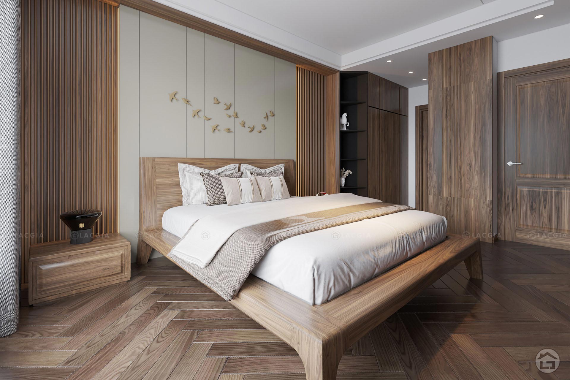 Mẫu giường ngủ gỗ đơn giản tinh tế GN20