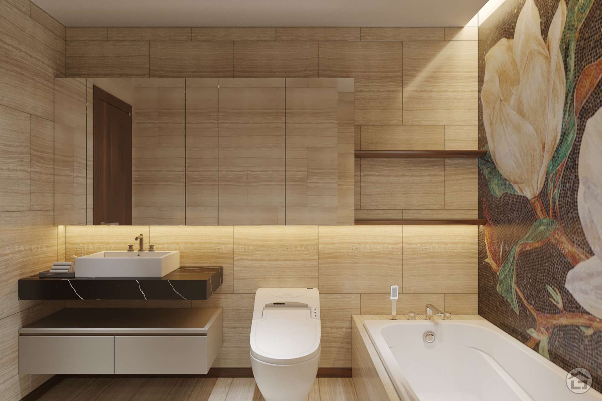 Mẫu thiết kế phòng ngủ 20m2 có Toilet phong cách tối giản