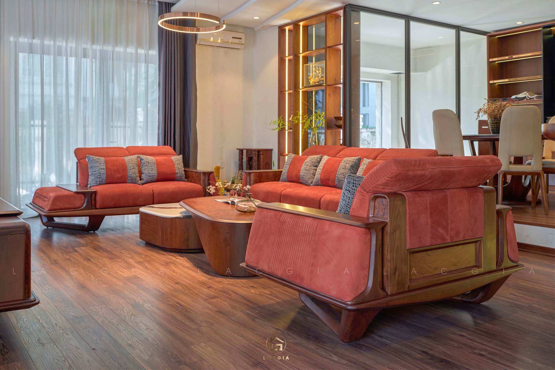 Sofa gỗ óc chó cao cấp - An