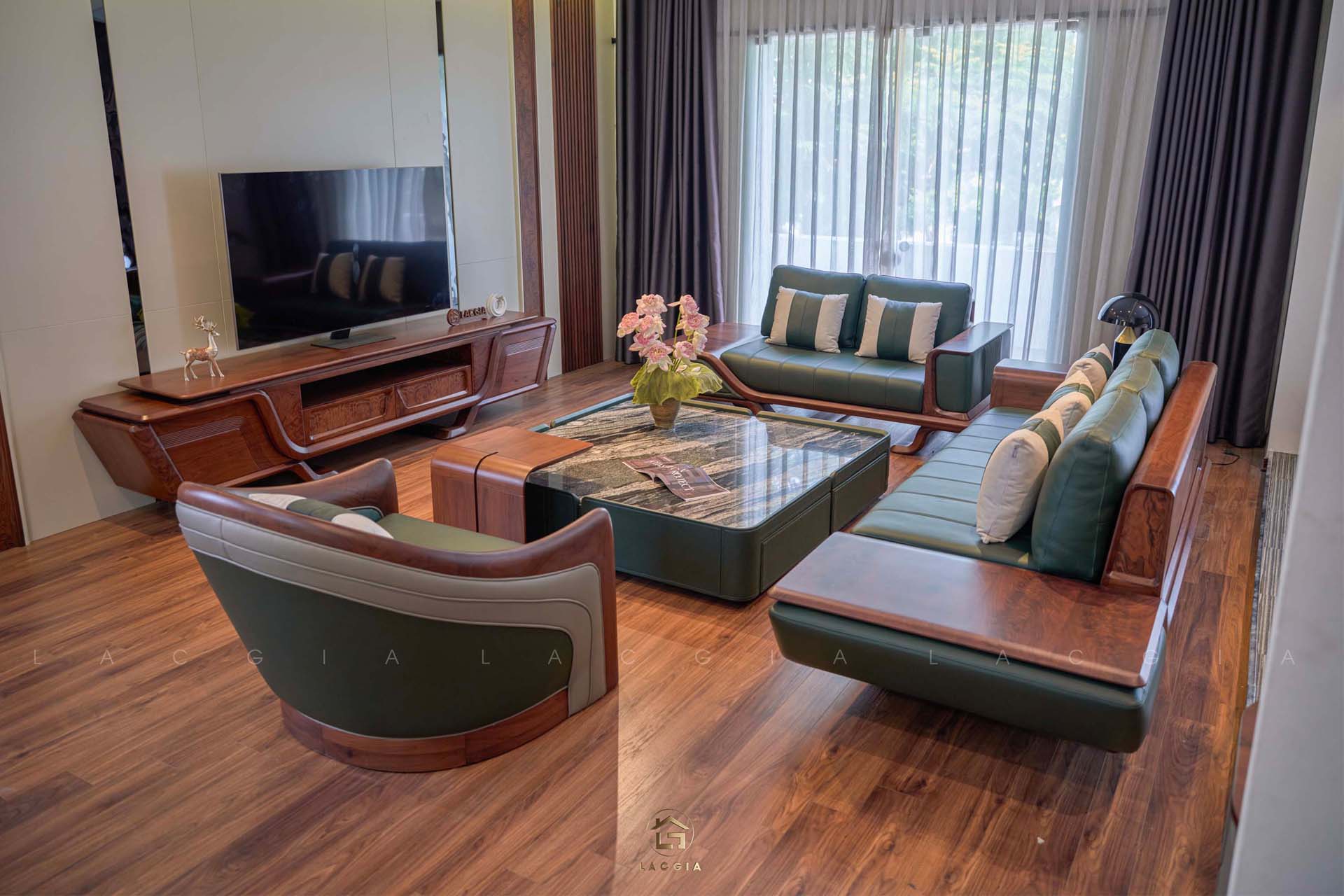 Sofa gỗ óc chó - Sóng